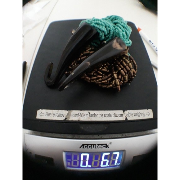 Braided Multi-Strand Beaded Collar Necklace Faux Bone Hook Closure - Picture 5 of 6